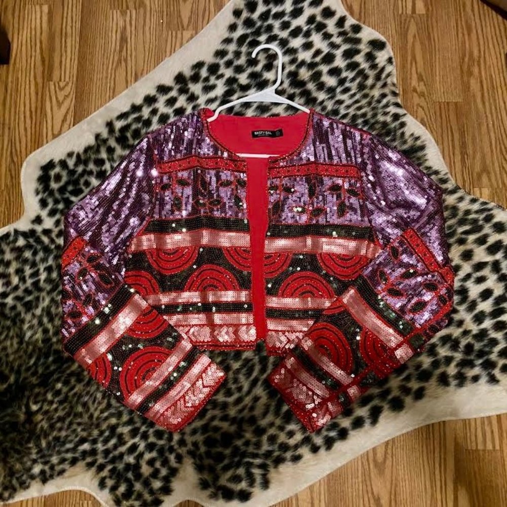 Nasty Gal Cropped Sequin Jacket